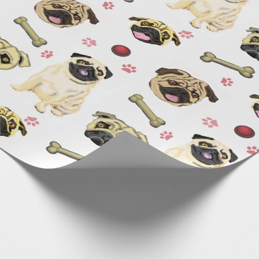 Pugs White Gift Wrap Cadeaupapier (Hoek)