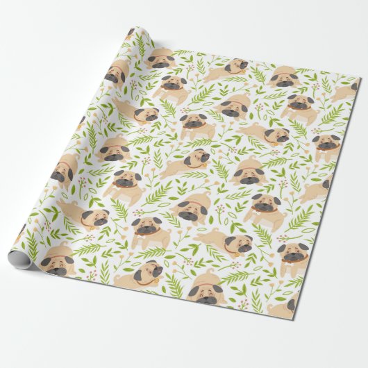 Pugs Wrapping Paper Cadeaupapier (Uitgerold)