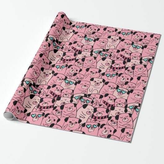 Pugs Wrapping Paper Cadeaupapier (Uitgerold)