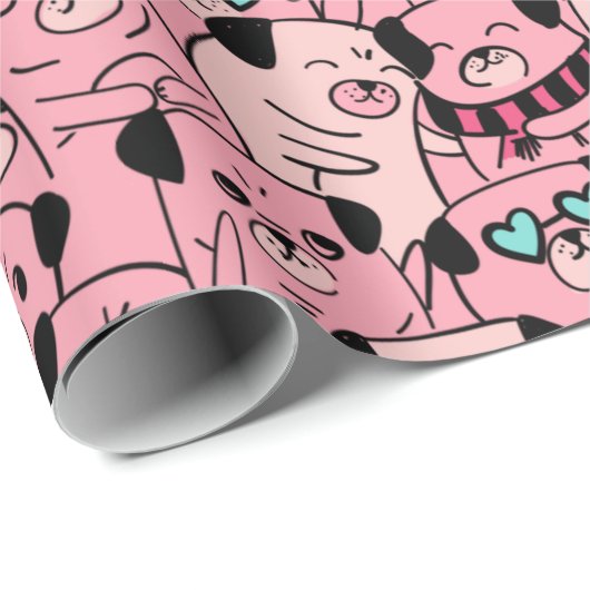 Pugs Wrapping Paper Cadeaupapier (Rol Hoek)