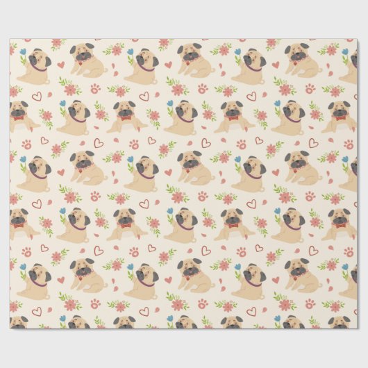 Pugs Wrapping Paper Cadeaupapier (Vlak)