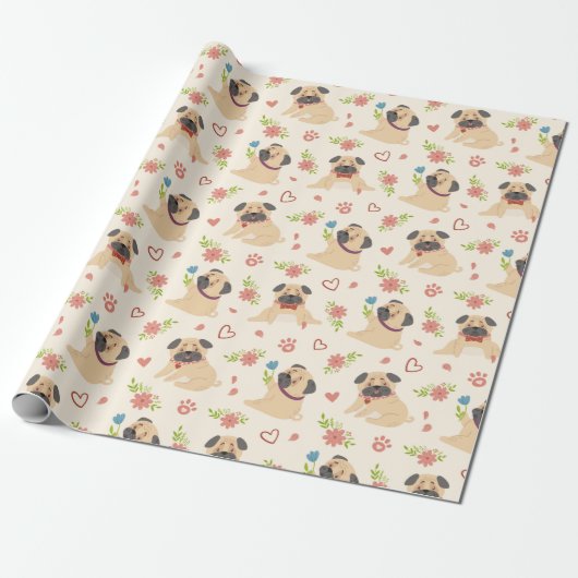 Pugs Wrapping Paper Cadeaupapier (Uitgerold)