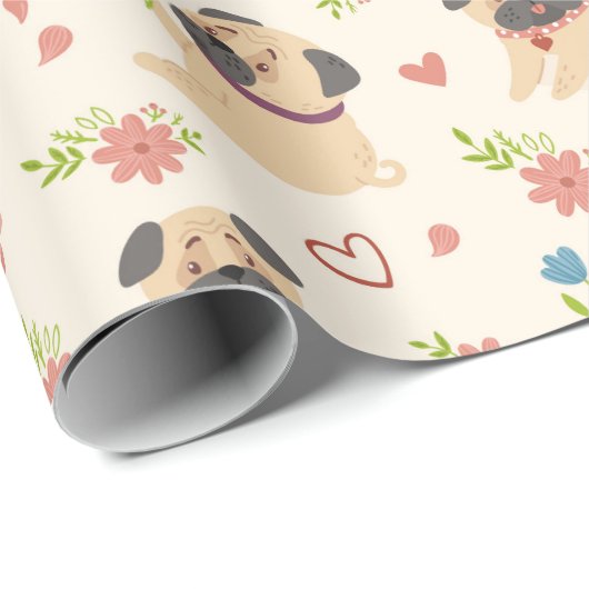 Pugs Wrapping Paper Cadeaupapier (Rol Hoek)