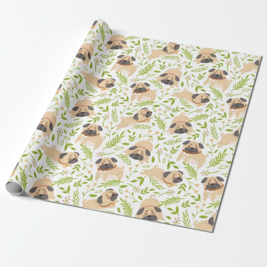 Pugs Wrapping Paper Cadeaupapier (Uitgerold)