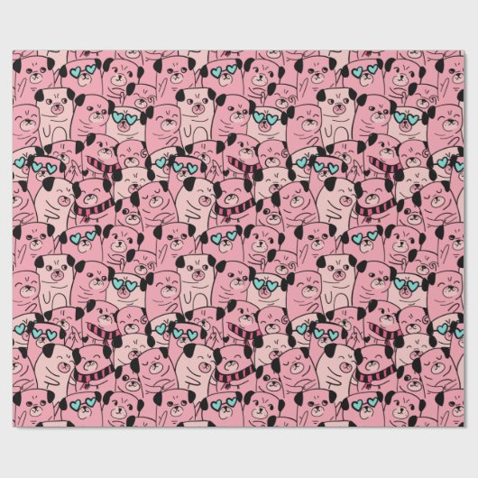 Pugs Wrapping Paper Cadeaupapier (Vlak)
