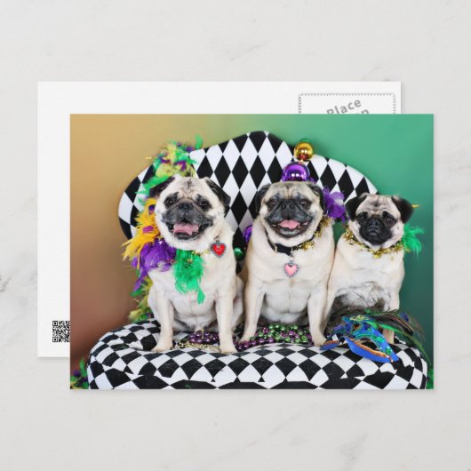 Pugsgiving Mardi Gras 2015 - Hambone Coco Olivia - Briefkaart (Voorkant / Achterkant)
