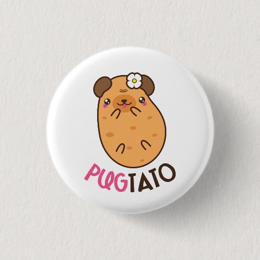 Pugtato Pug Potato Ronde Button 3,2 Cm (Voorkant)