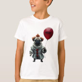 Pugwise the Clown – Funny Halloween Pug T-shirt (Voorkant)