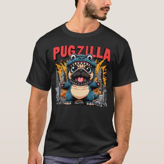 Pugzilla Grappige Hond T-shirt (Voorkant)