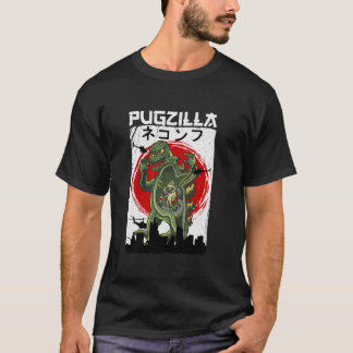 pugzilla japans zonsondergang stijl grappige pug t-shirt