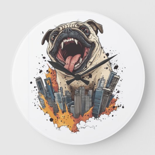 Pugzilla valt aan � Grappige monsterhond Grote Klok (Voorkant)