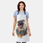 Pugzilla valt aan � Grappige monsterhond Schort (Gedragen)