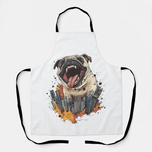 Pugzilla valt aan � Grappige monsterhond Schort (Voorkant)