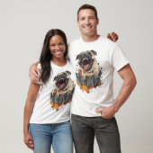 Pugzilla valt aan � Grappige monsterhond T-shirt (Unisex)