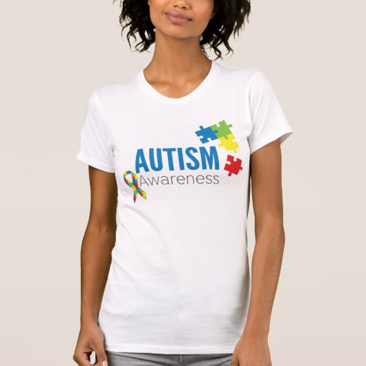 Puitstukken en lint voor autisme t-shirt (Voorkant)