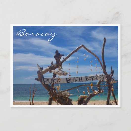 puka strand blauw briefkaart (Voorkant)