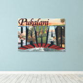 Pukalani, Hawaii - Grote letterscènes Canvas Afdruk (Insitu (Houten vloer))