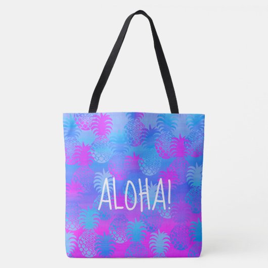 Pukana Hawaiian Aloha Pineapple Peri Beach Tote Bag (Voorkant)