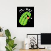 Puke-cumber Grappige Komkommer Pun Donker BG Poster (Thuiskantoor)