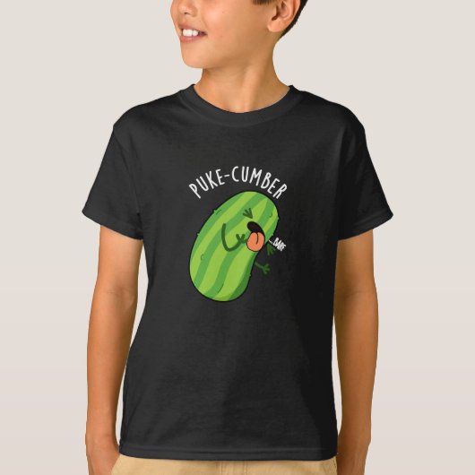 Puke-cumber Grappige Komkommer Pun Donker BG T-shirt (Voorkant)
