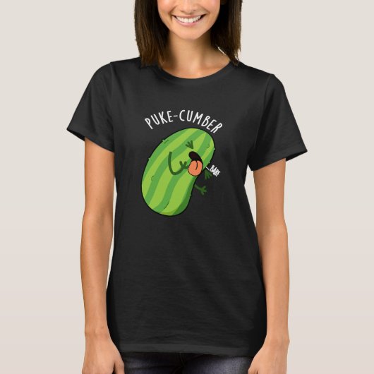 Puke-cumber Grappige Komkommer Pun Donker BG T-shirt (Voorkant)