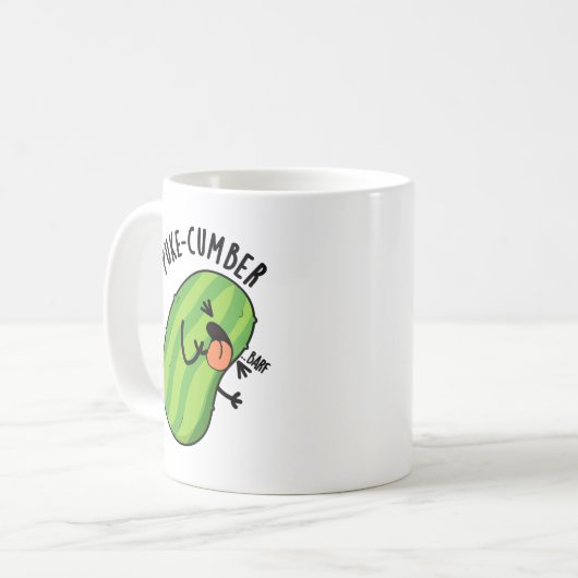 Puke-cumber Grappige komkommer Pun Koffiemok (Voorkant links)