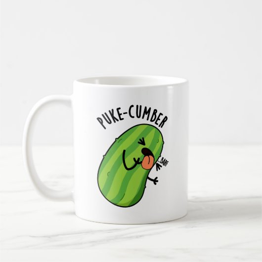 Puke-cumber Grappige komkommer Pun Koffiemok (Links)