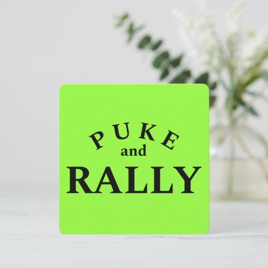 Puke en Rally Funny Typography Kaart (Staand voorkant)