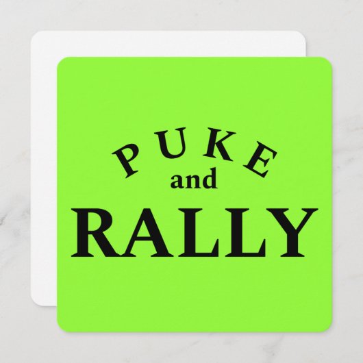 Puke en Rally Funny Typography Kaart (Voorkant / Achterkant)
