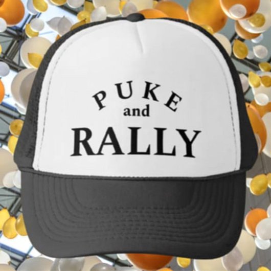 Puke en Rally Trucker Hat - Leuke en gedurfde verk Pet