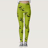 Puke groen vliegende vleermuizen Halloween Legging (Voorkant)