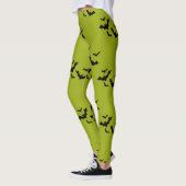 Puke groen vliegende vleermuizen Halloween Legging (Links)