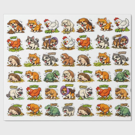 Puke & Poop Party: Animal Mayhem Cadeaupapier (Vlak)