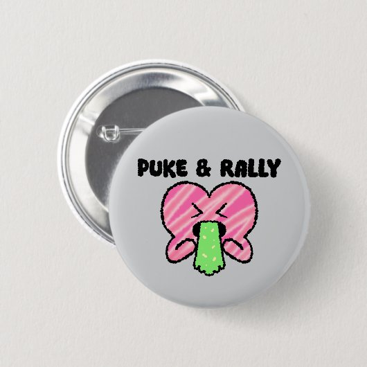Puke & Rally Button | Pink Heart Party Edition (Voorkant /achterkant)