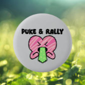 Puke & Rally Button | Pink Heart Party Edition