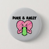 Puke & Rally Knop | Roze Hart Feesteditie Ronde Button 5,7 Cm (Voorkant)