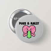 Puke & Rally Knop | Roze Hart Feesteditie Ronde Button 5,7 Cm (Voorkant /achterkant)