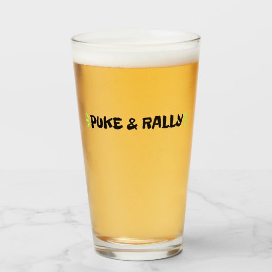 Puke & Rally Pintglas | Party Legend Editie Glas (Voorkant gevuld)