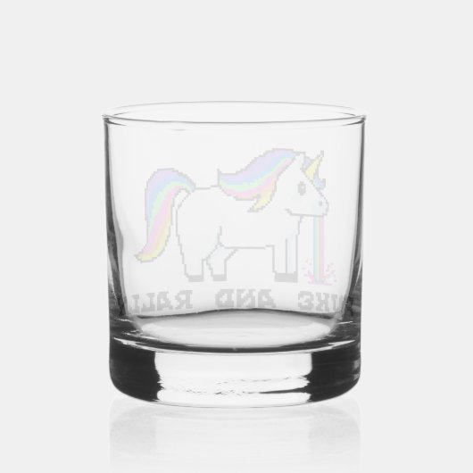 Puke & Rally Rainbow Unicorn Rocks Glass | pixel Whisky Glas (Achterkant)