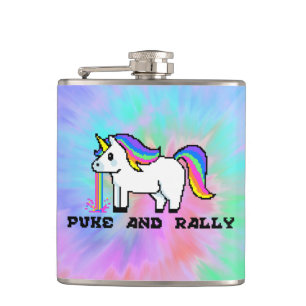 Puke & Rally Regenboog Eenhoorn Fles Tie-Dye Fee Heupfles