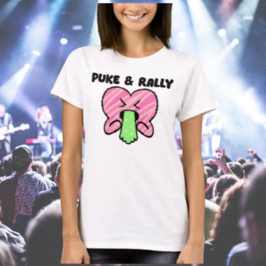Puke & Rally T-shirt – Roze Hart Feesteditie