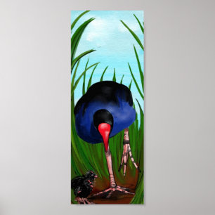 Pukeko en Chicks Poster