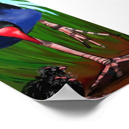 Pukeko en Chicks Poster (Hoek)