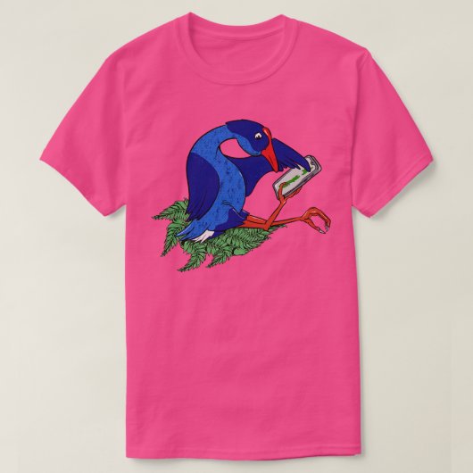 Pukeko met behulp van mobiele telefoon t-shirt (Design voorkant)