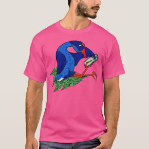 Pukeko met behulp van mobiele telefoon t-shirt