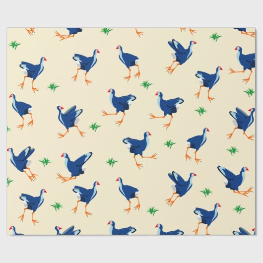 Pukeko Moeras Hen vogels Patroon Cadeaupapier (Vlak)