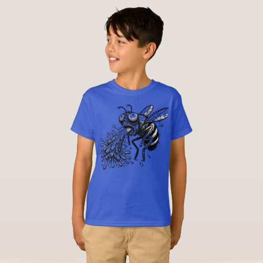 Puking Fly Cartoon Grof en Hilarisch T-shirt (Voorkant volledig)
