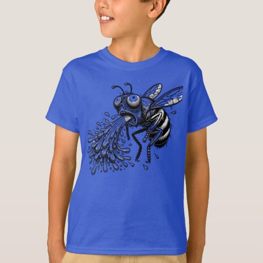 Puking Fly Cartoon Grof en Hilarisch T-shirt (Voorkant)