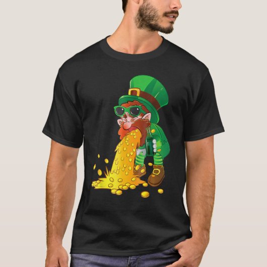 Puking Leprechaun Shirt Funny St Patrick's Day Dri (Voorkant)