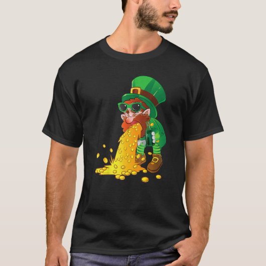 Puking Leprechaun Shirt Funny St Patrick's Day Dri (Voorkant)